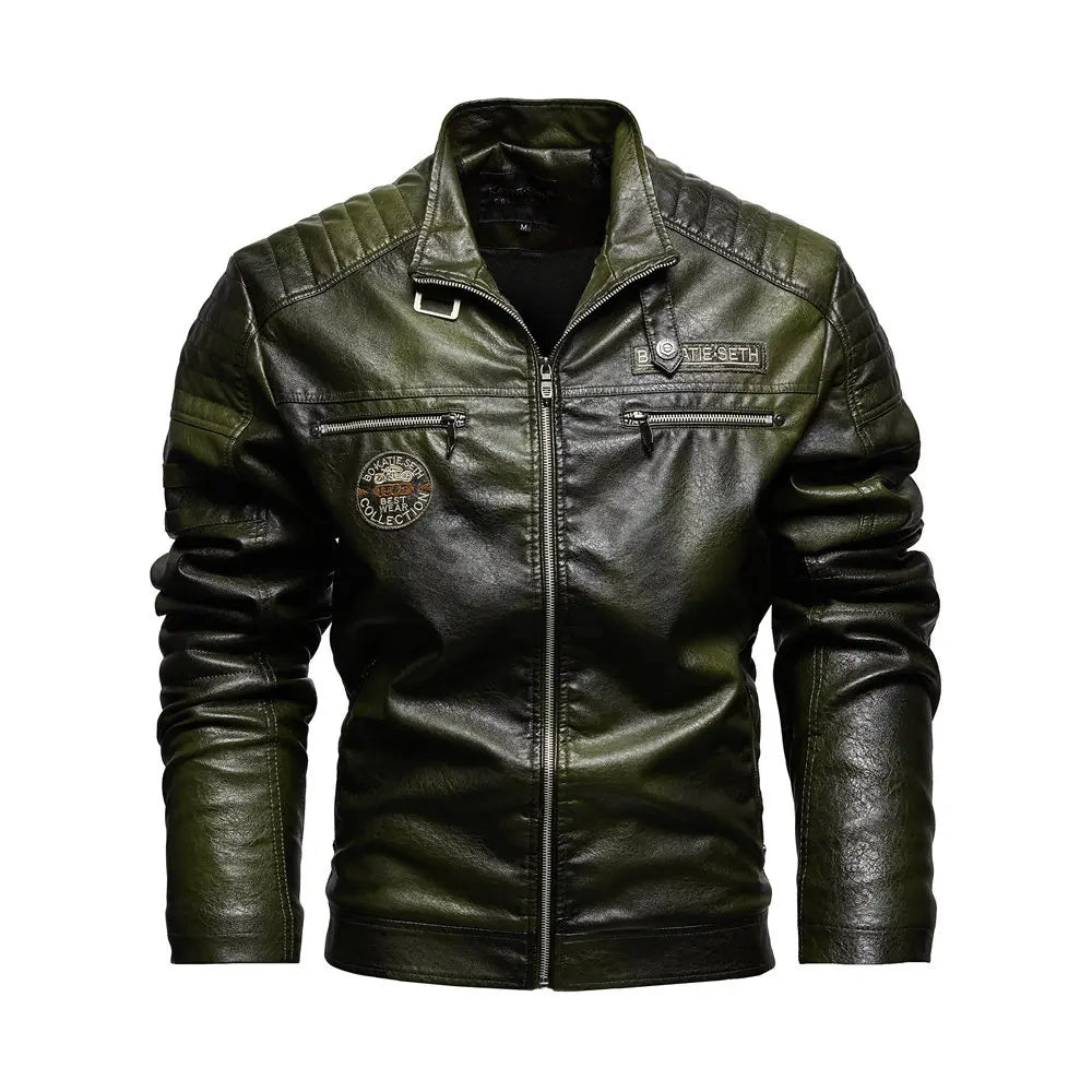 Tobias™ Rust – Brown motorcycle jacket with patch details
