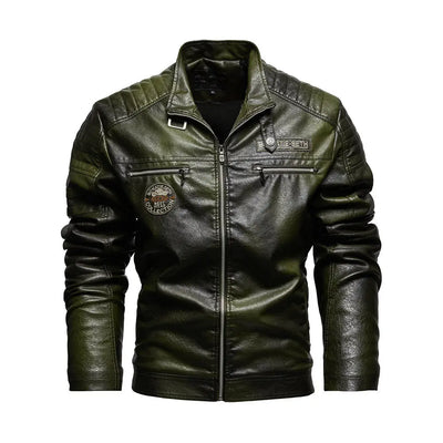 Tobias™ Rust – Brown motorcycle jacket with patch details