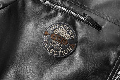 Tobias™ Rust – Brown motorcycle jacket with patch details