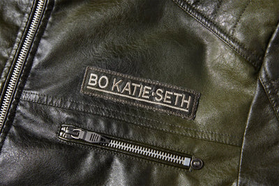 Tobias™ Rust – Brown motorcycle jacket with patch details
