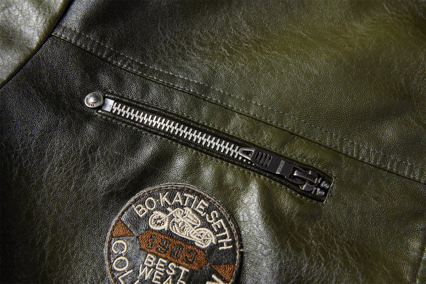 Tobias™ Rust – Brown motorcycle jacket with patch details