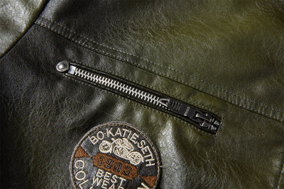 Tobias™ Rust – Brown motorcycle jacket with patch details