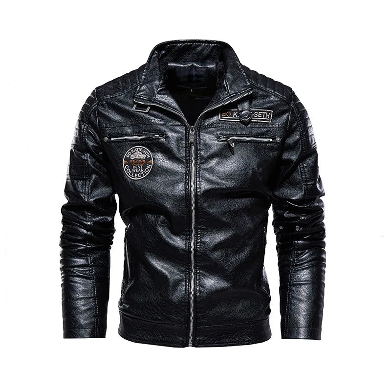 Tobias™ Rust – Brown motorcycle jacket with patch details
