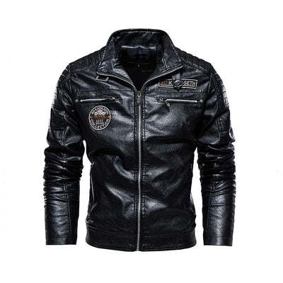 Tobias™ Rust – Brown motorcycle jacket with patch details