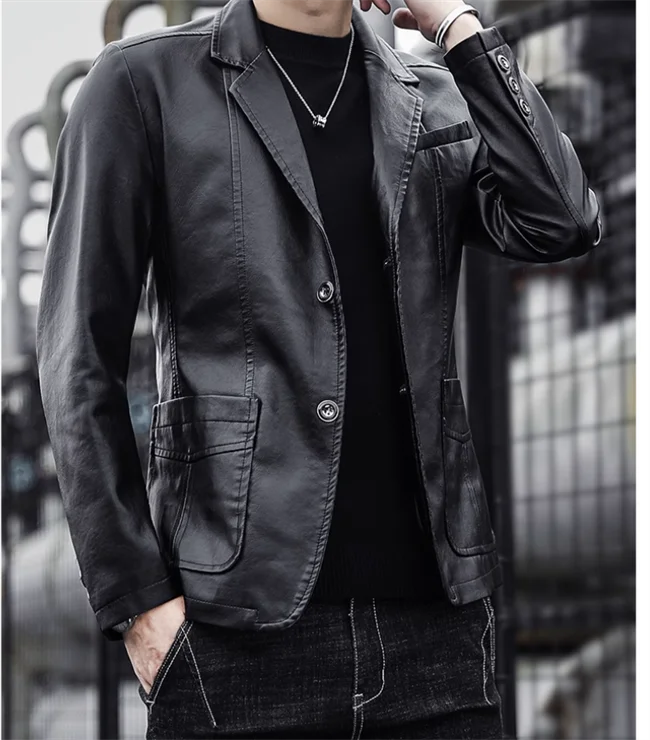 Rasmus™ Urban – Slim-Fit Blazer in Faux Leather (multiple colors)