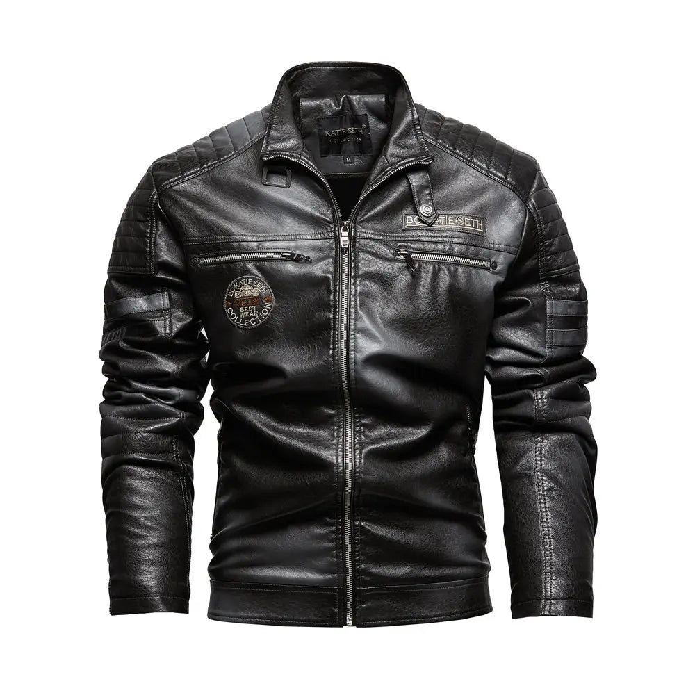 Tobias™ Rust – Brown motorcycle jacket with patch details