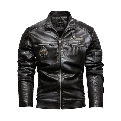 Tobias™ Rust – Brown motorcycle jacket with patch details