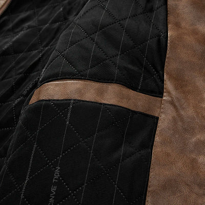 Frederik™ Raw – Brown Leather Jacket with Vintage Structure and Broad Shoulders