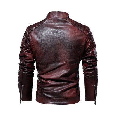 Tobias™ Rust – Brown motorcycle jacket with patch details