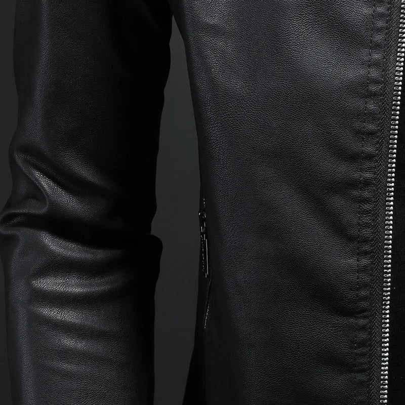 Storm™ Edge – Blue PU Leather Jacket with Modern Shoulder Details