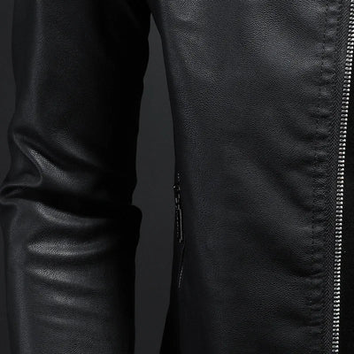 Storm™ Edge – Blue PU Leather Jacket with Modern Shoulder Details