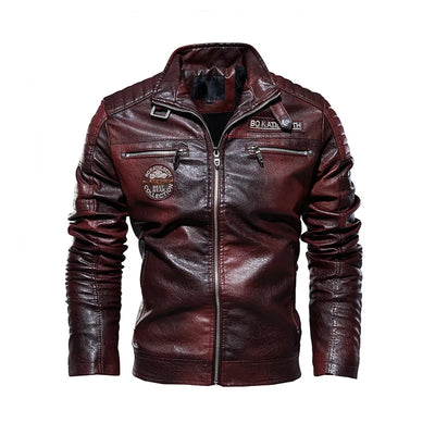 Tobias™ Rust – Brown motorcycle jacket with patch details