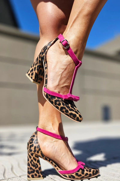 Leontina | Green Sandals with Leopard Print and Colorful Accents